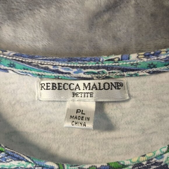 Rebecca Malone Petite Paisley Print T-Shirt PL Cotton/Polyester Blend Multicolor - Picture 3 of 9